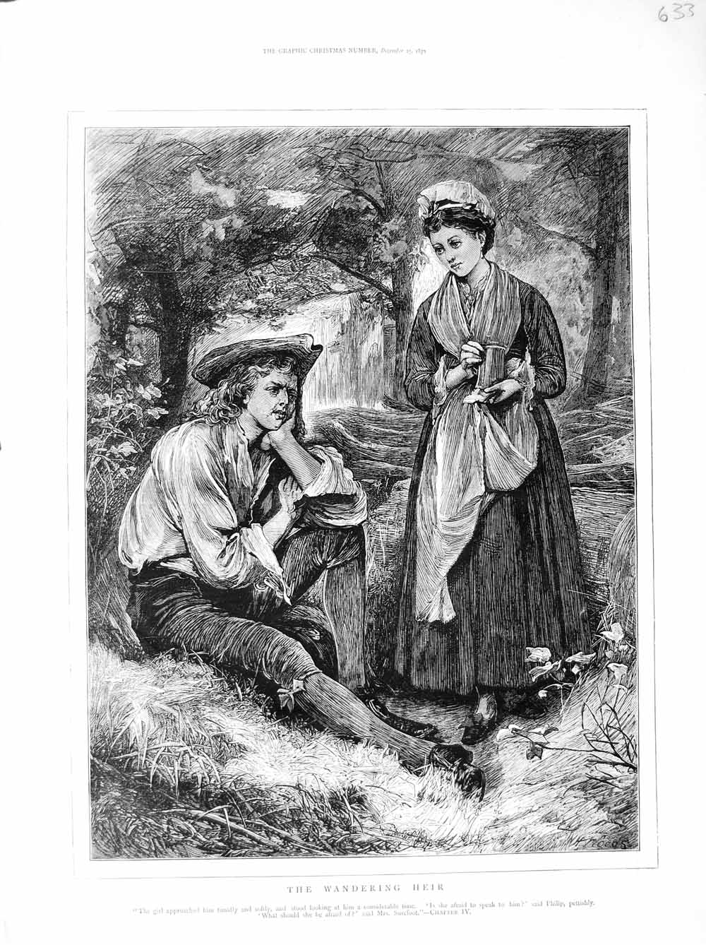 Antique Old Print Ref.182 1872 Illustration Wandering Heir Man Woman Romance