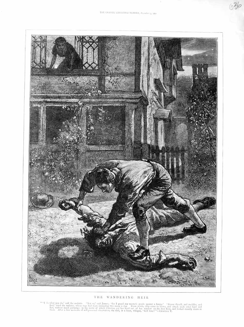 Original Old Antique Print 1872 Illustration Wandering Heir Men Fighting Street