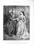 Original Old Antique Print 1872 Illustration Wandering Heir Men Woman Romance