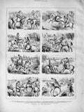 Original Old Antique Print 1873 Fagging Holiday Hunting Sport Horses Country