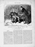 Original Old Antique Print 1873 Illustration Story Innocent Men Table House