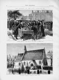 Original Old Antique Print 1873 Funeral Napoleon St. Mary'S Chapel Camden Place