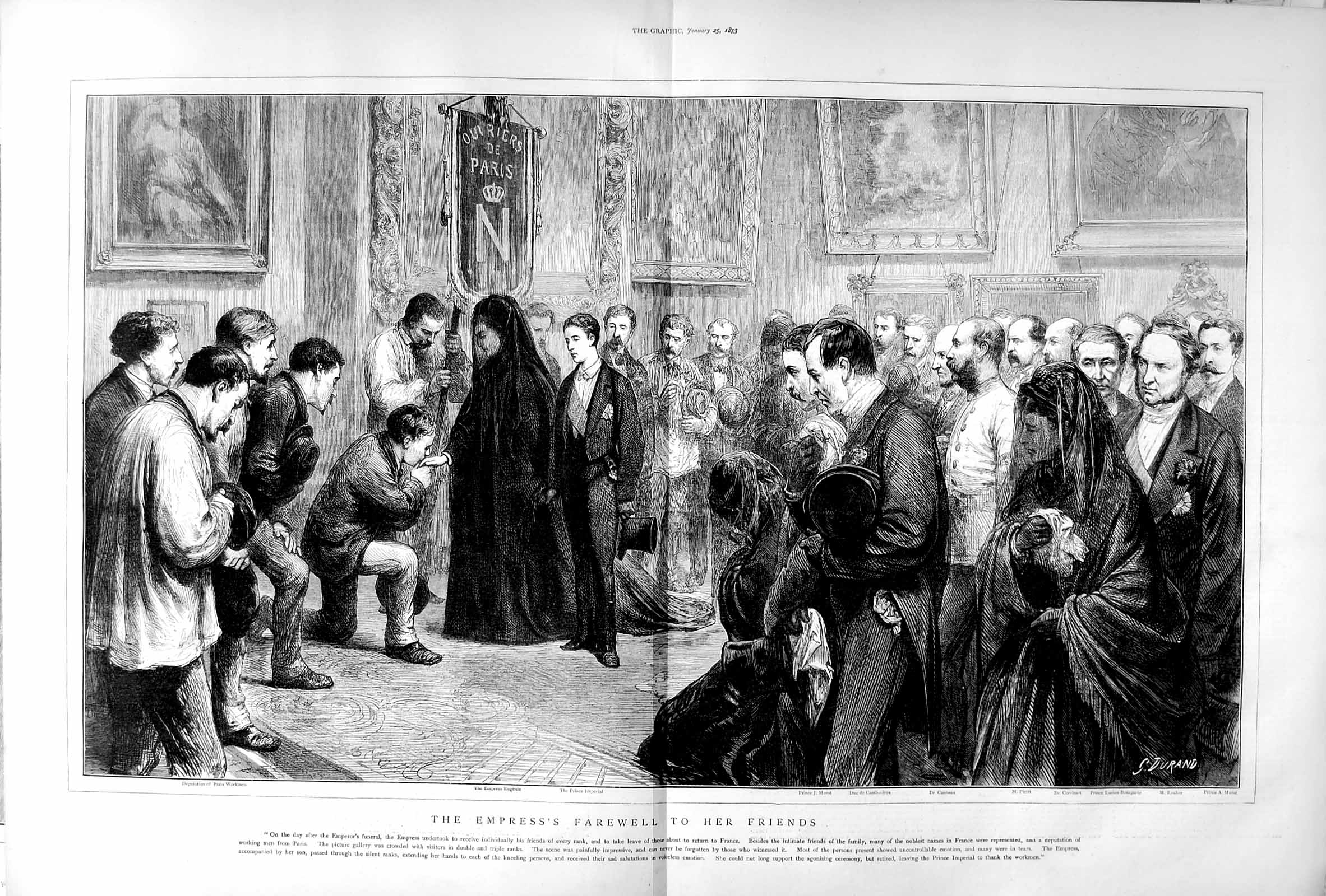 Original Old Antique Print 1873 Emperor Napoleon Funeral Empress Eugenie Murat 0
