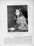 Original Old Antique Print 1873 Illustration Story Innocent Beautiful Girl 19th