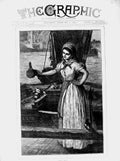 Original Old Antique Print 1873 Fine Art Beautiful Girl Boat Bird Sailing 19th