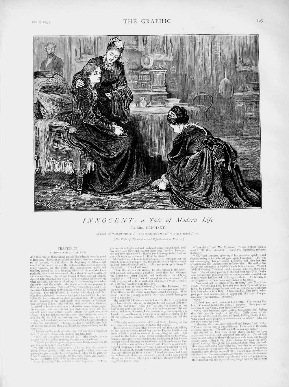 Original Old Antique Print 1873 Illustration Story Innocent Lady Servant Maids
