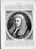 Original Old Antique Print 1873 Portrait Brand Speaker House Commons Victorian