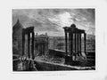 Original Old Antique Print 1873 Fine Art View Roman Forum Moonlight Montbard