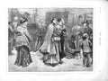 Old Antique Print 1873 Scene London England Horse Coach People Children 19th