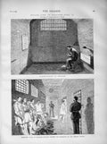 Old Antique Print 1873 Prison Life England Oakum Picking Newgate Millbank 19th