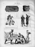 Original Old Antique Print 1873 Louis Napoleon Eglington Fossil Japanese Sier