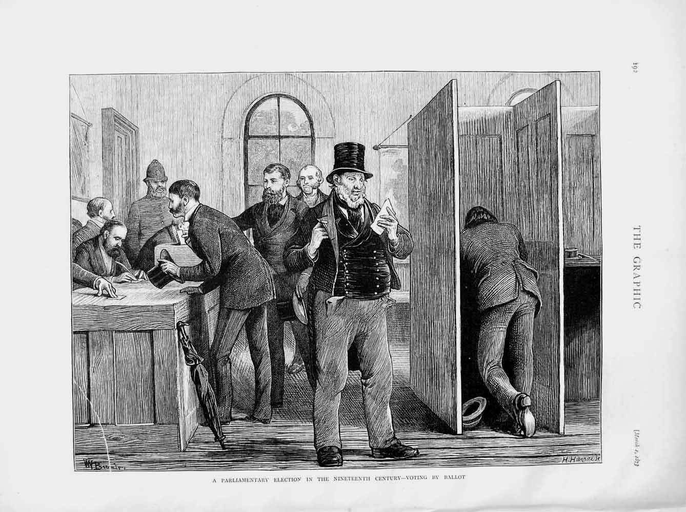Old Antique Print 1873 Parliamentary Election Nineteenth Century Voting 19th