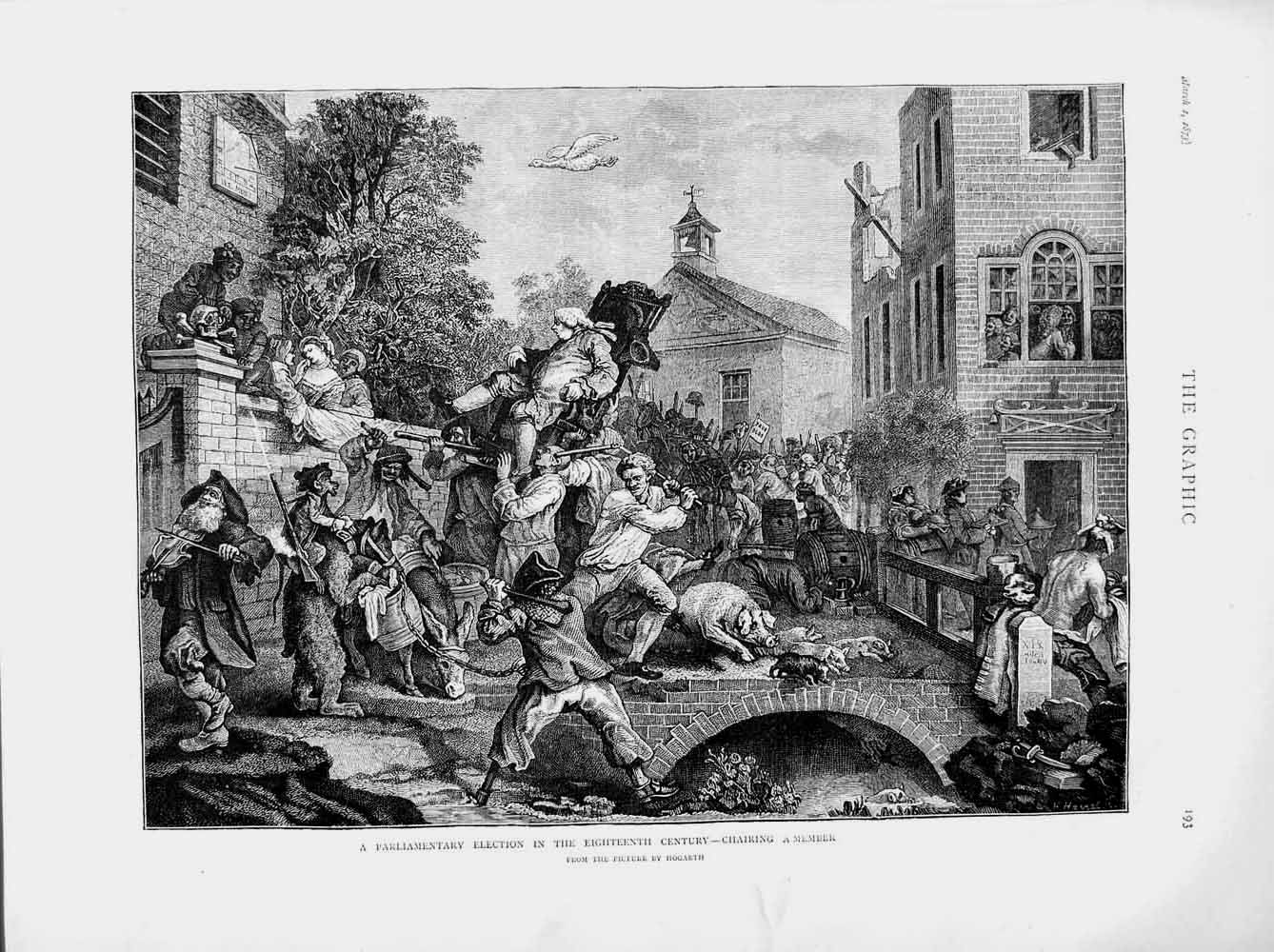 Old Antique Print 1873 Parliamentary Election Eighteenth Century People 19th