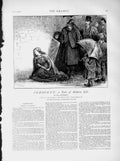 Old Antique Print 1873 Illustration Story Sleeping Girl Policeman Street 19th