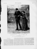 Original Old Antique Print 1873 Illustration Story Innocent Romance Man Woman