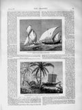 Old Antique Print 1873 Slavery Africa Wolverine Ship Batilla Mtipe Dhow 19th