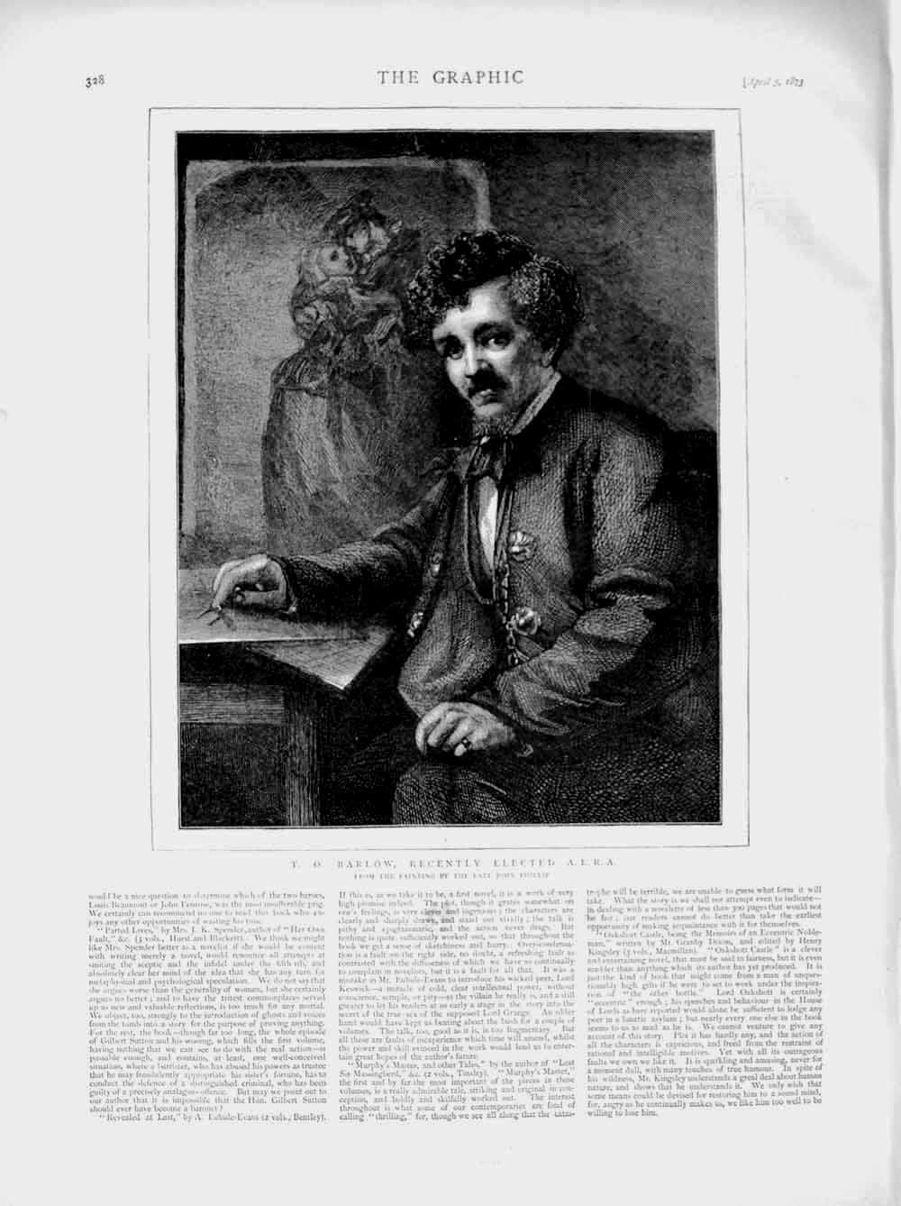 Original Old Antique Print 1873 Fine Art Portrait Election Barlow A.E.R.A. Man