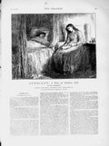 Original Old Antique Print 1873 Illustration Story Bed Girl Sleeping Victorian