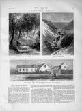 Old Antique Print 1873 St. Helena Tomb Napoleon James Town Longwood House 19th