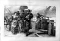 Old Antique Print 1873 London Scene Baby Policeman Children River Bridge 19th