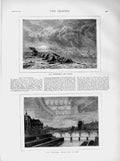 Old Antique Print 1873 Atmosphere Simmom Mirage Paris France Bridge River 19th