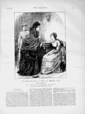 Original Old Antique Print 1873 Illustration Story Innocent Ladies Women 19th