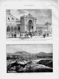Original Old Antique Print 1873 Vienna Exhibition Camp Exercise Punjaub Hassan