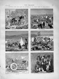 Old Antique Print 1873 Indian Army Camp Punjaub Afreedees Dukhnar Gondal 19th