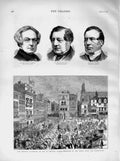 Old Antique Print 1873 Norwich Testimonial Dragoon Guards Macready Tite 19th