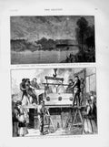 Original Old Antique Print 1873 Statue Lord Derby Casting Metal Ship Serpentine