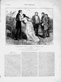 Original Old Antique Print 1873 Illustration Story Innocent Men Lady Country