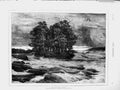 Original Old Antique Print 1873 Autumn Flood River Countryside Trees Fine Art