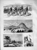 Original Old Antique Print 1873 Siers Bicycle John O'Groats Sugar-Loaf Hill War