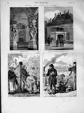 Original Old Antique Print 1873 Vienna Belvedere Gallery Emperor Palace Harpist