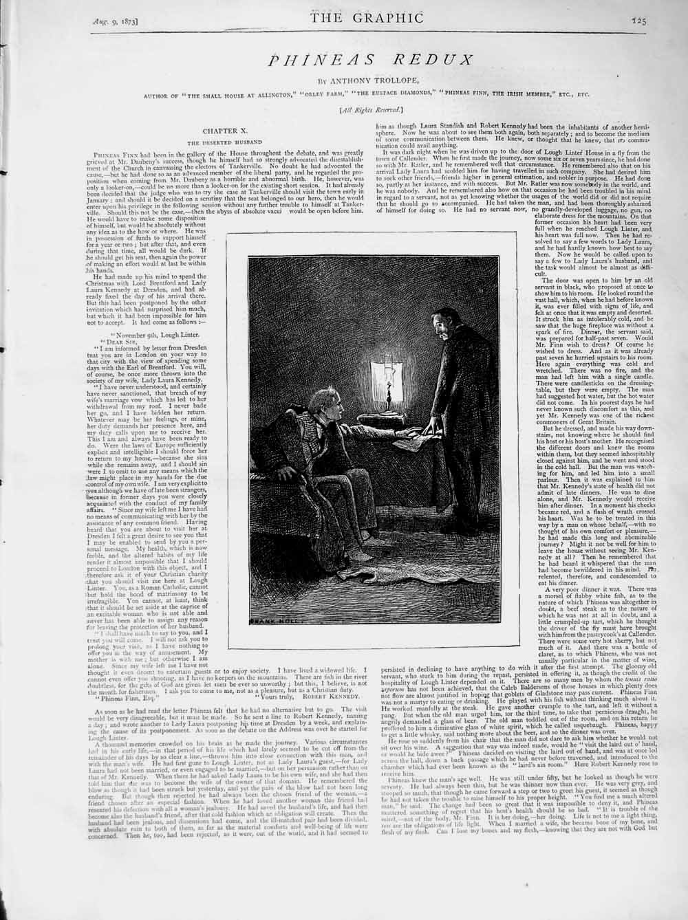 Original Old Antique Print 1873 Illustration Story Phineas Redux Man Lamp House