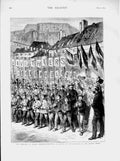 Original Old Antique Print 1873 Liberation French Territory Belfort German Sier