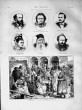Original Old Antique Print 1873 Wales Holyhead Market MEisteddfod Williams Men