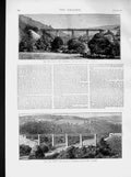Original Old Antique Print 1873 Devon Somerset Railway Tone Viaduct Castle Hill