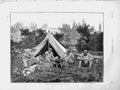 Original Old Antique Print 1873 Camping River Men Camp Cooking Country Trees