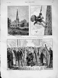 Original Old Antique Print 1873 Ashbourne Church Derbyshire MEisteddfod Bard