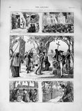 Original Old Antique Print 1873 Paray-Le-Monial Pilgrims Shrine Billet Church