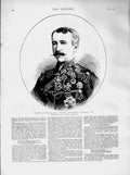 Original Old Antique Print 1873 Major General Sir Garnet Wolseley Ashantee War