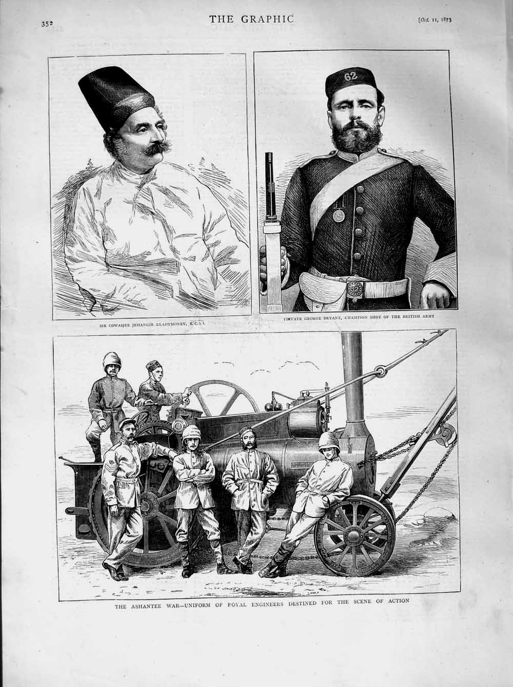 Original Old Antique Print 1873 Ashantee War Royal Engineers Readymoney Bryant