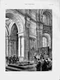 Original Old Antique Print 1873 Funeral Sir Edwin Landseer St. Paul'S Cathedral