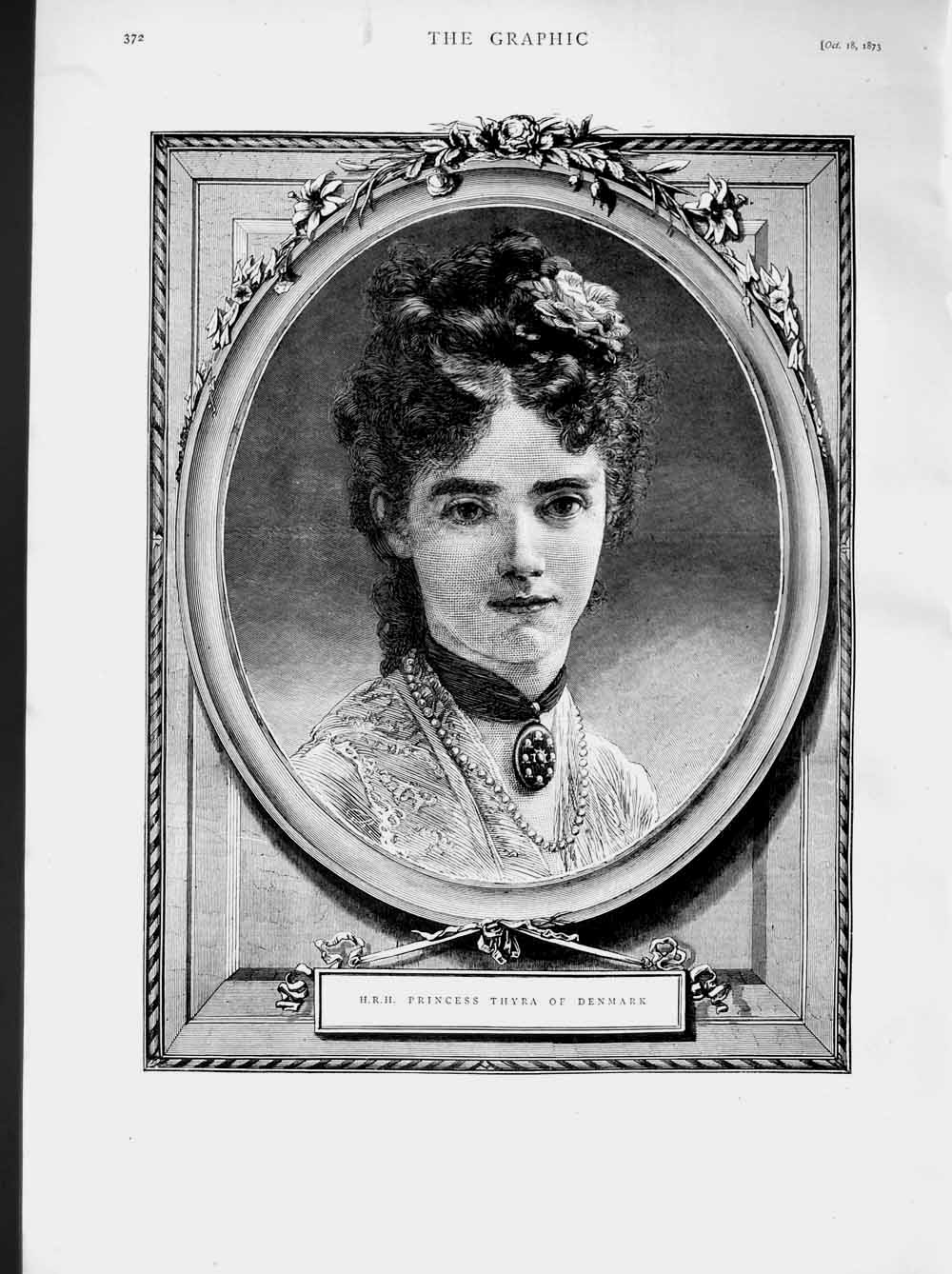 Original Old Antique Print 1873 Portrait H.R.H. Princess Thyra Denmark 19th