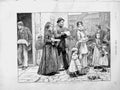Original Old Antique Print 1873 London Family Sunday Dinner Children Dog Street