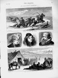 Old Antique Print 1873 Icelandic Wedding Procession Bride Priest Horses 19th