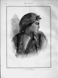Original Old Antique Print 1873 Egron Lundgren Portrait Nubian Girl Victorian