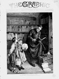 Original Old Antique Print 1873 El Dia Del Santo Del Cura Children Man Books