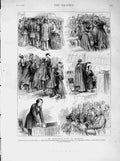 Original Old Antique Print 1873 Mr Disraeli Visit Glasgow Kibble Palace Rector
